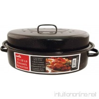 Euro-Ware 1512 Oval Carbon Steel Non-Stick Enamel Roaster with Cover Large/15-18 lb Black - B01FSLN9NU